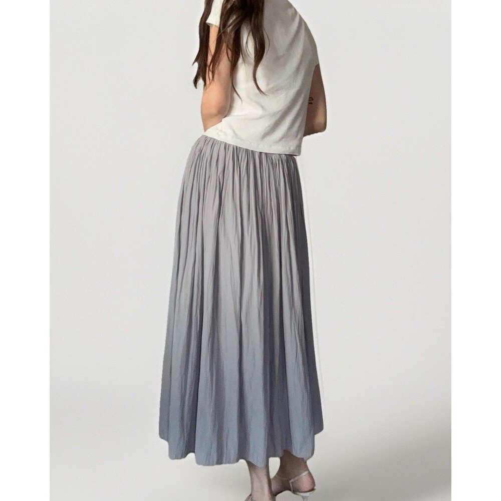 Arrivé Paris by Human Woman Gathered Maxi Skirt Gray Blue Japanese Brand 90s
